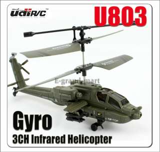 Udirc U803 3.5CH Infrared Mini Apache Armed RC Helicopter Gyro  