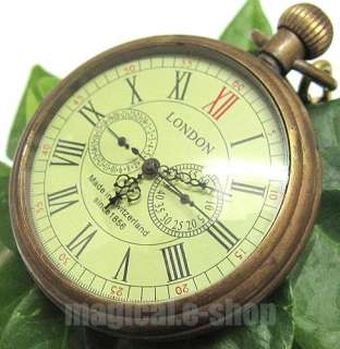 Hands 3 Dials 1856s LONDON Old Brass Pocket Watch NR  