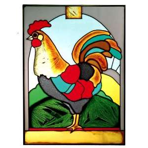   WINDOW   10 x 14 Glass Suncatcher FARM BIRD Chicken