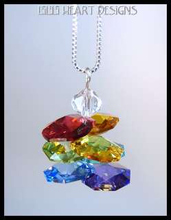 SWAROVSKI CRYSTAL Healing Chakra Colors Pendant with STERLING SILVER 