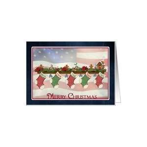  Merry Christmas, military,Christmas, stockings, Card 