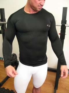 MENS SPANDEX WORKOUT MUSCLE ATHLETIC BODYBUILDING SHIRT  