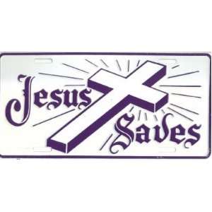 Jesus Saves (Cross) Christian Religious License Plate 6x12