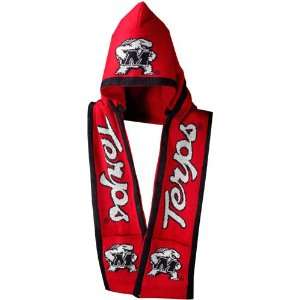    NCAA Maryland Terrapins Red Hooded Knit Scarf
