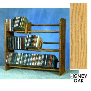  Solid Oak 3 Level Dowel CD Rack   Holds 165 CDs (Honey Oak 