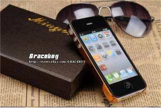   Leather Back Hard Case Cover Checker Pattern For iPhone 4/ 4s  Brown