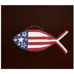  Christian Fish   Wood   Decor w/ American Flag Everything 
