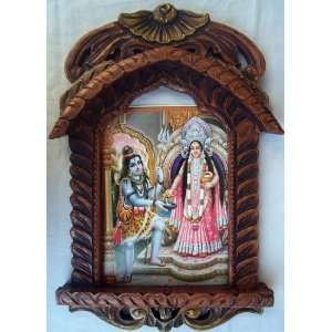  Lord Shiva taking offering poster painting in Wood Craft 