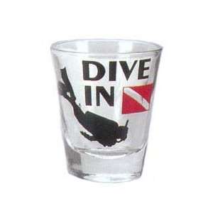 Shot Glass with Diver & Dive Flag   Great Scuba Gift Idea  