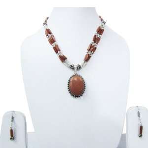  Indian Bollywood Style 2pcs Necklace Earring Set Brown Sun 
