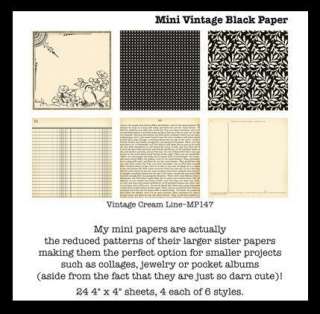 vintage black line 4x4 mini paper pad