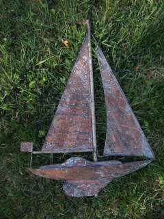 Antique Finished Copper Brass Sloop Sailboat Weathervane weather vane 