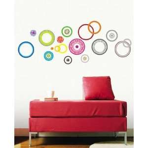  Retro Green Circles Peel & Stick Home Wall Art Sticker 