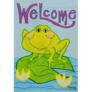  Welcome Frog Garden Flag   Small 12.5 x 18 for Outdoor 