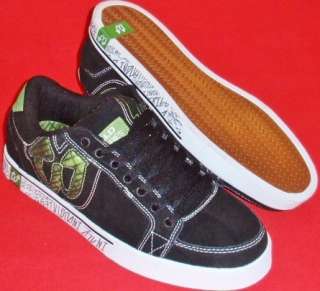 NEW Mens WORLD INDUSTRIES COURT Black/Green Leather Athletic Skate 