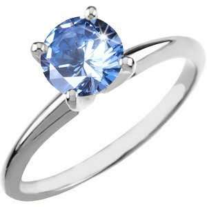  4 Prong Classic Solitaire Platinum Ring with Fancy Blue 