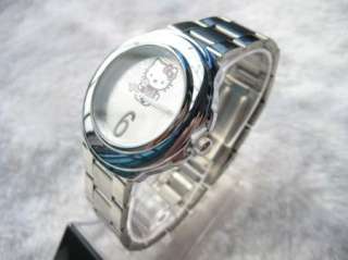 White ladies stainless steel helloKitty wrist watch sk1  