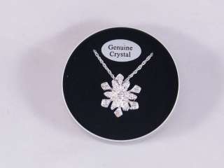   Genuine Crystal Snow Flake Necklace in Gift Box Great Christmas Gift