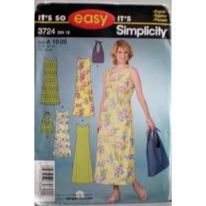   3724 Size A 10   20 Pattern    Sleeveless Dress 