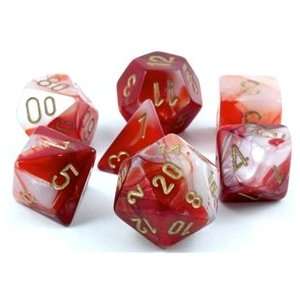   Set (Gemini Red and White) role playing game dice + bag Toys & Games