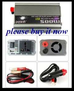 New 500W 12V DC to 220V AC Car Power Inverter USB Port  