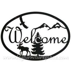  Wrought Iron Moose & Eagle Welcome Sign