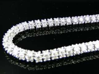 MENS WHITE FINISH 7MM 3D HIP HOP SIMULATED DIAMOND CHAIN NECKLACE 32 