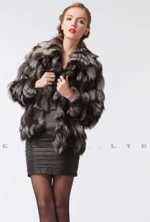 0203 women silver fox fur coat coats jacket jackets overcoat garment 