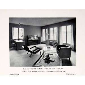  1931 Print Sitting Room Stockholm Sweden Rug Chairs Desk 