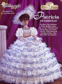 Patricia of Nashville Ruffled Gown for Barbie Fashion Dolls Crochet 