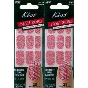  **2 PACK** KISS NAIL DRESS COCKTAIL Jeweled Strips for 