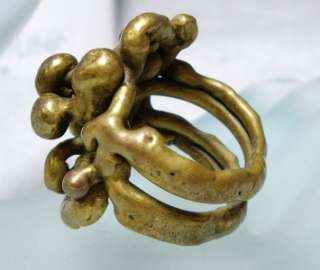 Heavy Artisan Hand Forged Brass MODERNIST Ring 20g  