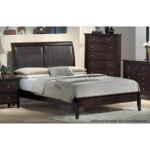  YT Furniture Montgomery Panel Bed with Leather Headboard 