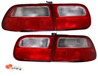    95 Civic 3D HB EG JDM Red Clear Tail Lights Set of 4 Pcs by DEPO 3Dr