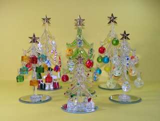 Miniature Clear Glass Christmas Tree w/ Presents 007  
