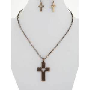  Fashion Jewelry ~ Chocolate Metal Cross Pendant Necklace 