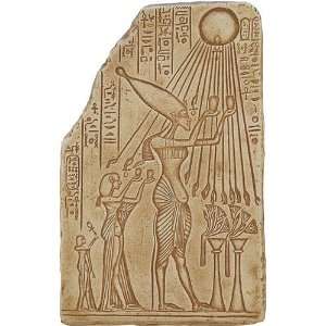    King Akhenaton Offering to Aten Sun God Relief