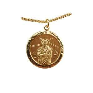    Gold/Sterling Silver Round St. Jude Thaddeus Medal Jewelry