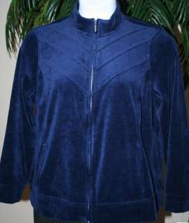   Plus Size Zip Up Velour Navy V Design Relaxed by Charter Club  