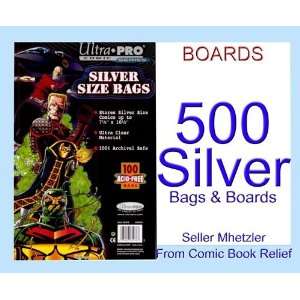   500 Silver Ultra Pro Bags and Boards for Comic Books 