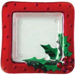  Holly Glass Fusion Snack Plate by Lori Siebert