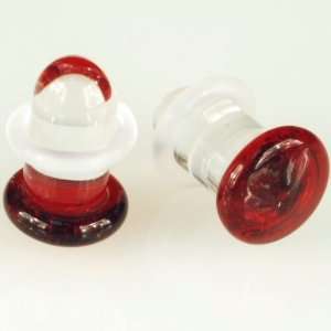 Pair of Glass Single Flared Color Front Plugs 1 inch g 
