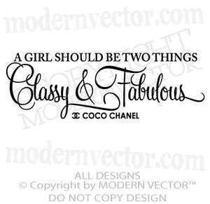 Coco Chanel Vinyl Wall Quote Decal Lettering FABULOUS  