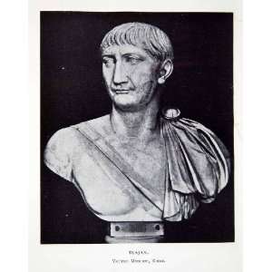  1927 Print Ancient Roman Emperor Trajan Statue Sculpture 