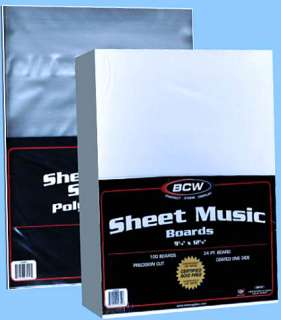BCW Sleeves+Backing Boards SHEET MUSIC Size 100 each  