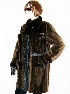 STUNNING Brown sheared mink fur coat jacket   So Soft 54 sweep 