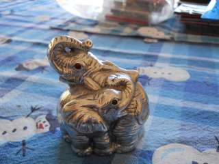   & Baby Elephant Paperweight Sculpture Detailed Collectible  