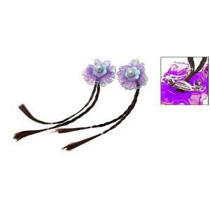  French Clip Purple Flower Hair Barrette Plait Wig Brown 