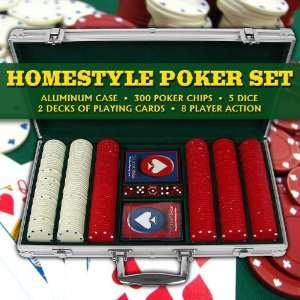 Homestyle 300 Chip Poker Set with Aluminum Case Sports 