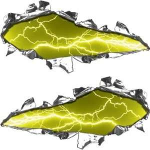  Ripped / Torn Metal Look Decals Lightning Yellow   9 h x 
